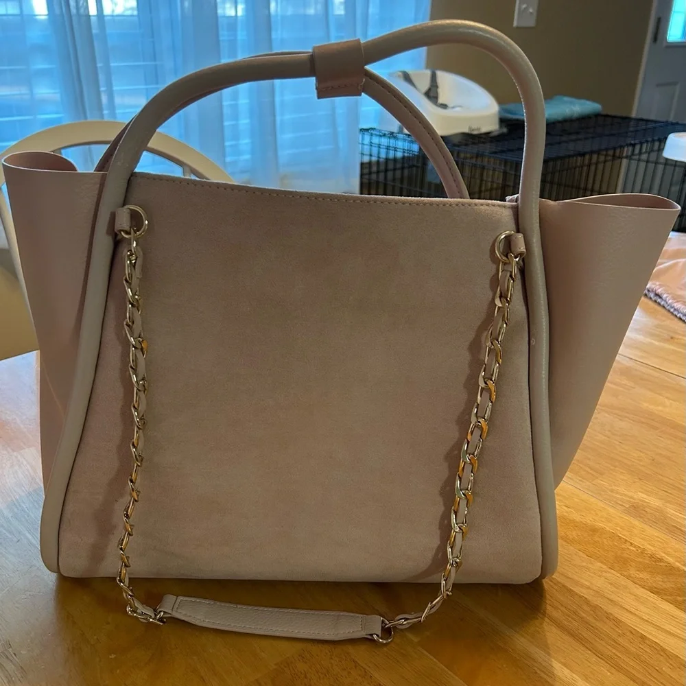 Itzy Ritzy blush pink baby bag tote with chain strap